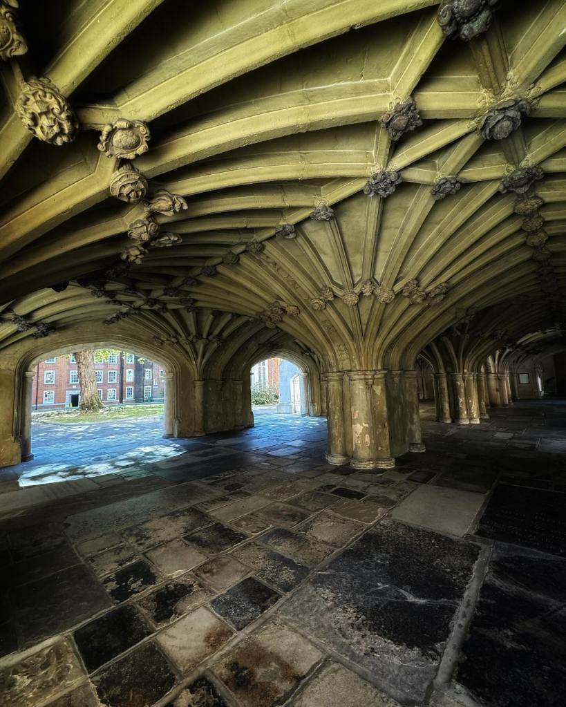 The undercroft of Lincoln’s Inn Chapel, London.
