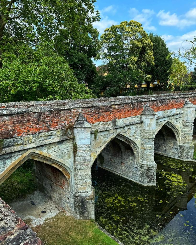 The stone bridge at Eltham Palace, London.