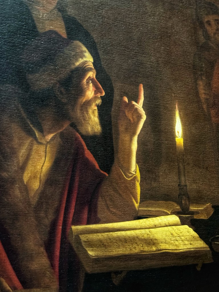 Gerrit van Honthorst (1592–1656), Christ before the High Priest, c.1617, Oil on canvas, 272 × 183 cm, National Gallery, London