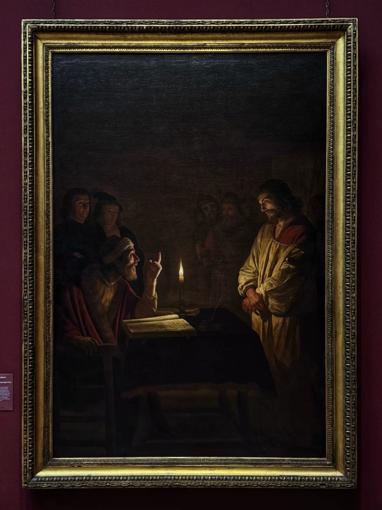 Gerrit van Honthorst (1592–1656), Christ before the High Priest, c.1617, Oil on canvas, 272 × 183 cm, National Gallery, London