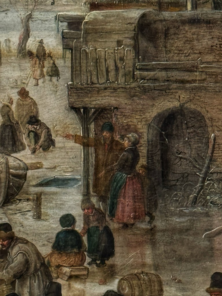 Hendrick Avercamp (1585–1634), A Scene on the Ice near a Town, c.1615, Oil on oak panel, 58 × 89.8 cm, The National Gallery, London