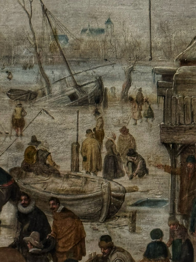 Hendrick Avercamp (1585–1634), A Scene on the Ice near a Town, c.1615, Oil on oak panel, 58 × 89.8 cm, The National Gallery, London