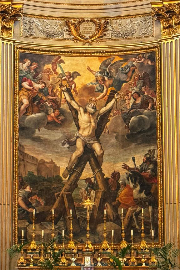 Mattia Preti ( 613-1699), The Crucifixion of Saint Andrew, Fresco, 650 x 400 cm, Sant'Andrea della Valle, Rome