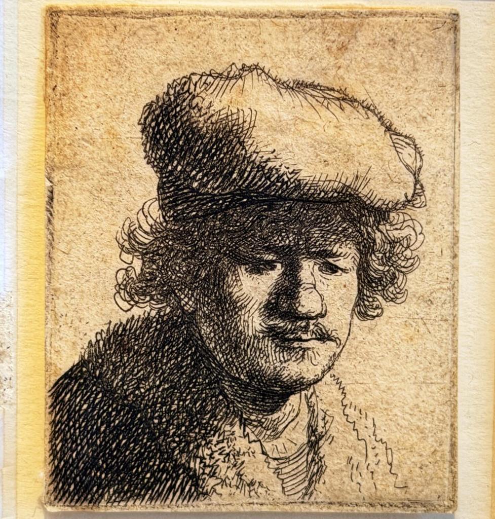 Rembrandt Harmensz. van Rijn (1606–1669), Self-Portrait with Cap Pulled Forward, c. 1630, Etching with touches of drypoint on laid paper, Plate 50 × 43 mm; Sheet 52 × 44 mm, Sixth state of ten, Christie’s, The Sam Josefowitz Collection: Graphic Masterpieces by Rembrandt van Rijn – Part III, London, 3 December 2025, lot 2