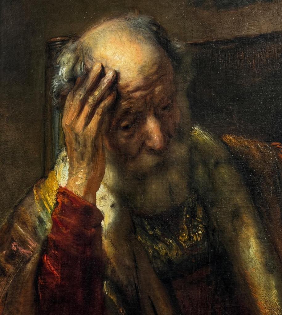 Probably by Rembrandt van Rijn (1606–1669),? An Old Man in an Armchair, c. 1652, oil on canvas, 111 × 88 cm, The National Gallery, London (NG6274)