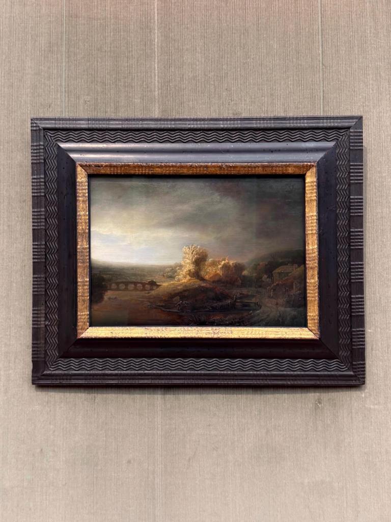Rembrandt van Rijn (1606–1669), Landscape with an Arch Bridge, c. 1638, Oil on panel, 29.5 × 42.5 cm, Gemäldegalerie, Berlin