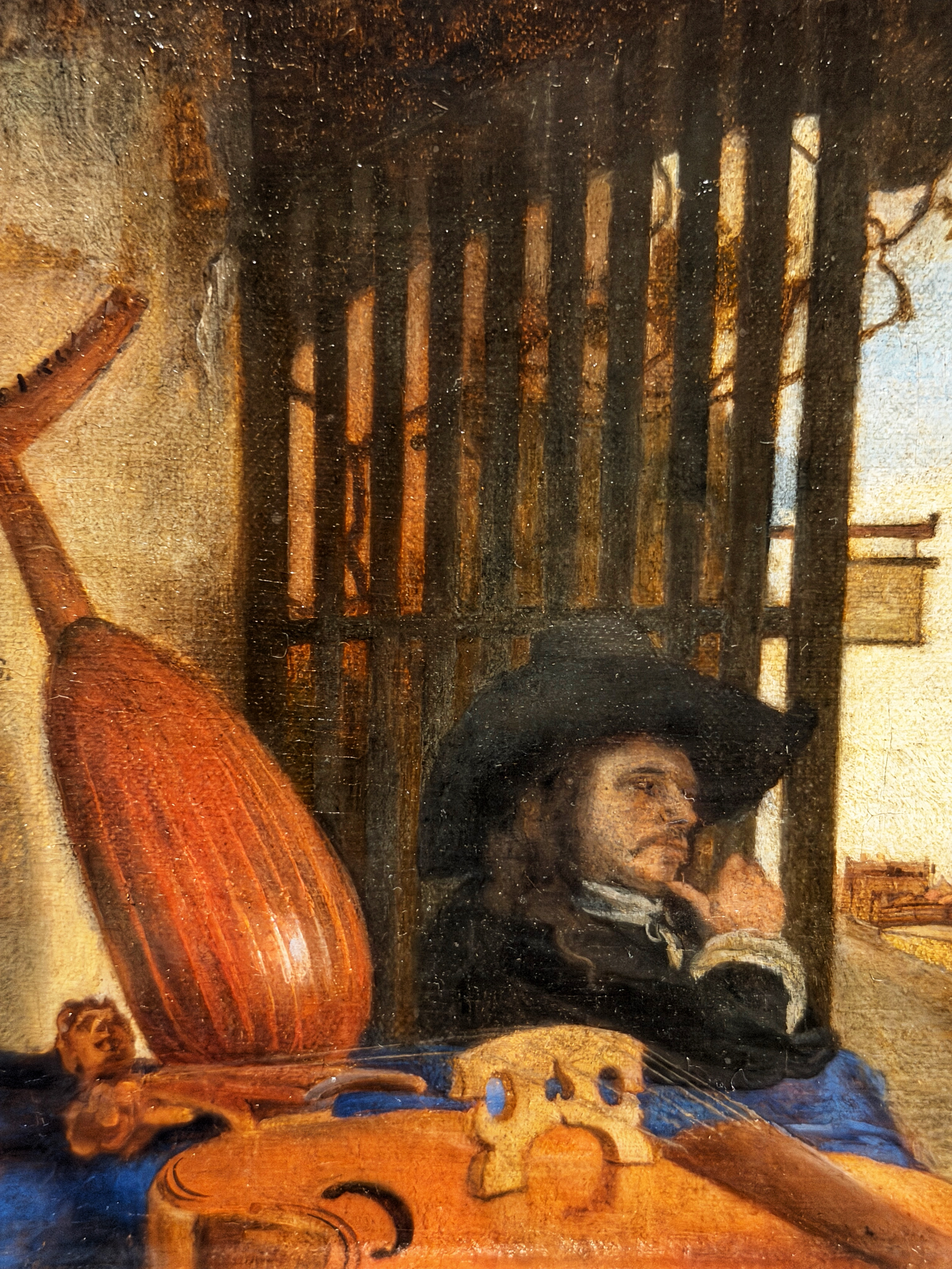 Carel Fabritius (1622–1654), A View of Delft, with a Musical Instrument Seller’s Stall, 1652, Oil on canvas, 15.5 × 31.7 cm, The National Gallery, London