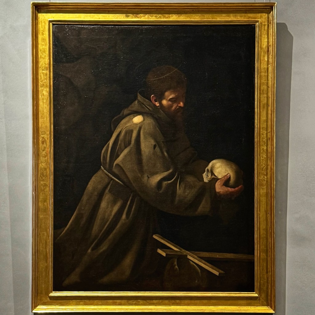 Michelangelo Merisi da Caravaggio (1571–1610), Saint Francis in Meditation, 1606, Oil on canvas, 125 × 93 cm, Galleria Nazionale d’Arte Antica, Barberini Collection, Rome
