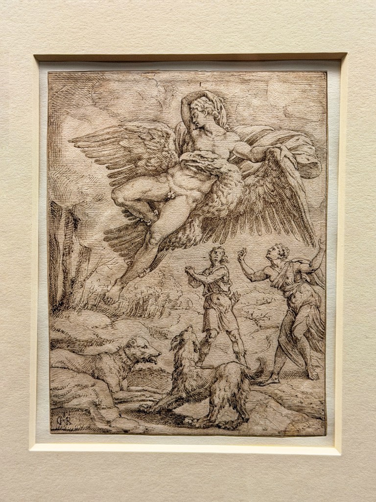 Michiel Coxie I (1499–1592?), The Abduction of Ganymede, early 1530s, Pen and brown ink on paper, 176 × 136 mm, the British Museum